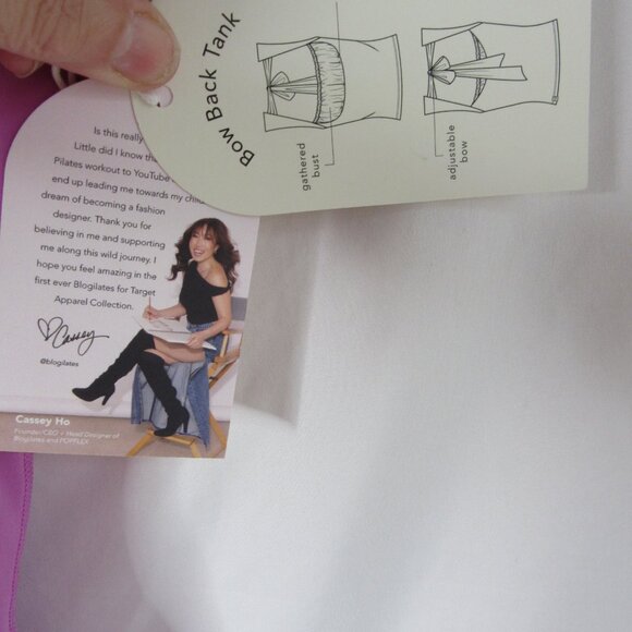 Blogilates Bow Back Tank Top Active First Bloom Purple Size Large NWT - Picture 7 of 10